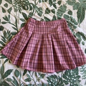 Pink Plaid Mini Skirt